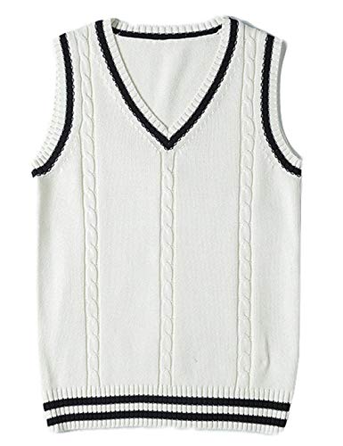 Gihuo Women's V Neck Trendy Sweater Vest Cable Knit