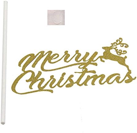 Xander Christmas Cake Topper Decorations, Cake Topper Letter Merry Christmas Cake Decorations (Gold-1)