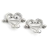 Maggie 1 Pair Chic Crystal Snake Heart Shape Nipple Bar Ring Shield Barbell Body Jewelry
