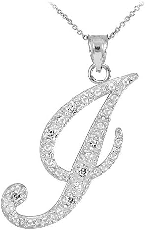 Initial Pendants925 Sterling Silver CZ Script Initial Letter Charm Pendant