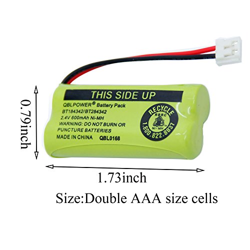 QBLPOWER BT8001 BT184342 BT284342 BATT-6010 Battery Pack Compatible with AT&T BT18433 BT28433 BT8000 BT8300 Uniden BT1011 BT1018 Vtech 89-1326-00-00/89-1330-01-00/Empire CPH-515D 2.4V NiMH(Pack of 4) - Thumbnail 2