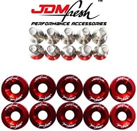 JDMFresh - CNC Billet Aluminum Engine Bay Fender Washer Bolt Dress Up Kit For 6mm (Red)