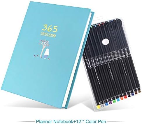 Daily Planner 2018–2019 with 12 Colored Pens, Plan Interesting and Lively, Weekly Planner/Monthly Planner/Yearly Agenda 365 Days to Achieve Your Goal, Bright Little Illustrations, 5.3’’x 7.2’’