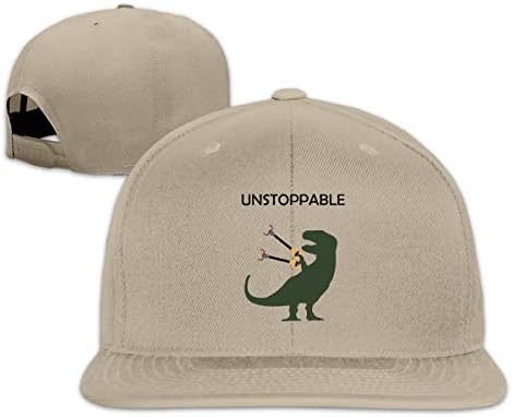 Hip Hop Flat Brim Hat Dinosaur T-Rex 100% Cotton Adjustable Baseball Cap