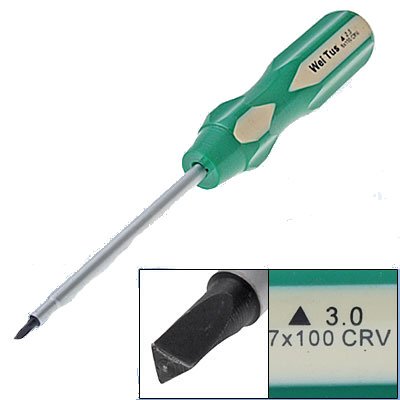 uxcell T3 Triangle Head Plastic Green Handle Screwdriver Tool