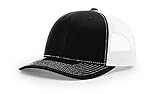 Richardson Black/White 112 Mesh Back Trucker Cap Snapback Hat