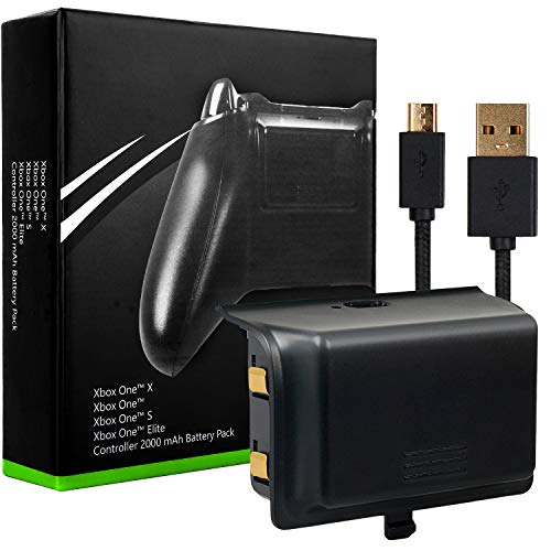 MoKo Xbox One/One S Rechargeable Battery Pack Controller Charger, 2000mAh Extended Charge Power Kit for Xbox One One S One X Xbox One Elite Controllers, Black MoKo Xbox One/One S Rechargeable Battery Pack Controller Charger, 2000mAh Extended Charge Power Kit for Xbox One One S One X Xbox One Elite Controllers, Black