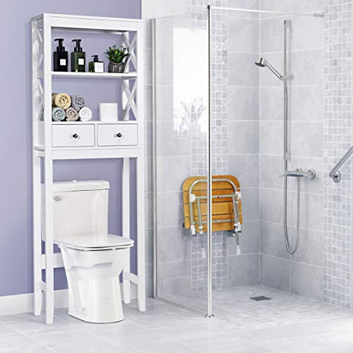 Tangkula Bathroom Space Saver, Over The Toilet Shelf, XFrame Bathroom Storage Shelf Organizer