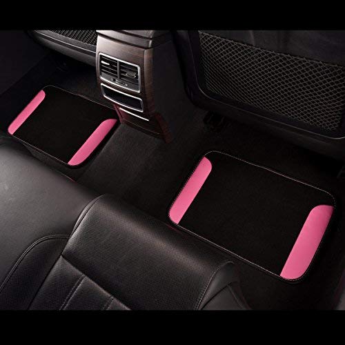 CAR PASS Rainbow Waterproof Universal Fit Car Floor Mats, Fit for SUV,Vans,sedans, Trucks,Set of 4(Black with Rose Red) - Thumbnail 6