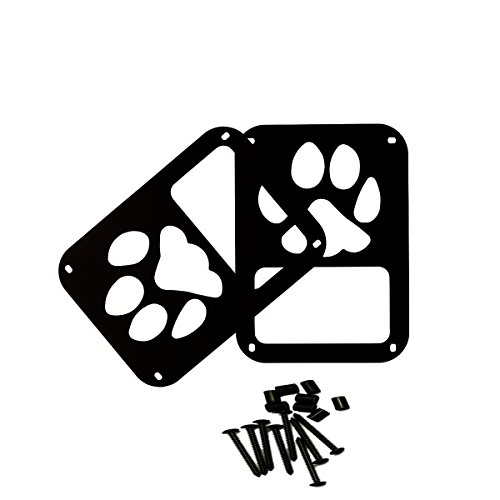 SXMA Taillight Cover Trim Guards Protector,Black Stainless Steel Guard Light Cover Kit for Jeep Wrangler JK JKU Sports Sahara Freedom Rubicon X & Unlimited 2007-2017(Black) (Dog Paw logo)
