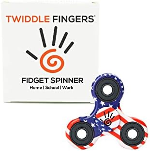 Fidget Spinner by Twiddle Fingers with 2 to 5 Minute Spin Times, Ceramic Bearing Si3N4 EDC Focus Stress Reducer Toy Perfect for ADD ADHD Anxiety and Autism Adult Kids (American Flag - 1 Pack)