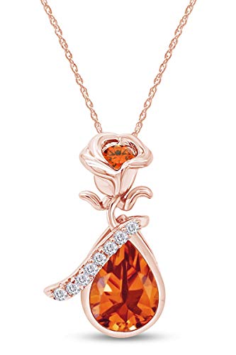 AFFY White CZ & Simulated Citrine Bezel Setting