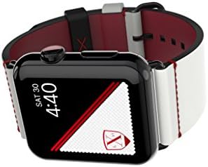 LUXEORA Element Leather Band Strap with Black PVD Stainless Steel Buckle - 44/42mm - Platinum White - Compatible with Apple Watch Series 5 4 3 2 1 Sport and Watch Edition