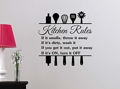 Kitchen Rules 20 x 20 Wall Vinyl Decal cute inspirational family love vinyl quote saying wall art lettering sign room decor