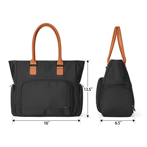 image for Luxja Breast Pump Bag with Pockets for Laptop and Cooler Bag, Leather 