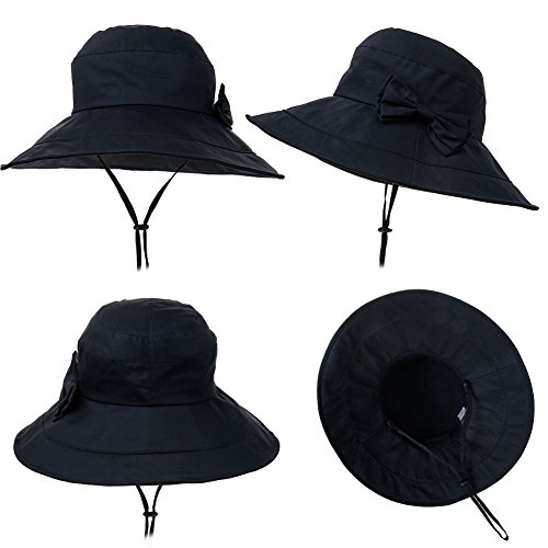 Siggi Womens Summer Bucket Boonie UPF 50+ Wide Brim Sun Hat Cord Cap Beach Accessories Navy, OS