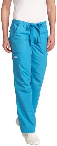 Mobb Men's Multi Pocket Comfort Rise Drawstring Elastic Scrub Pant Aqua XS