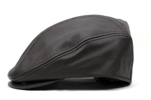 Men's Genuine Leather Ivy Cap Made in USA-Brown-S/M