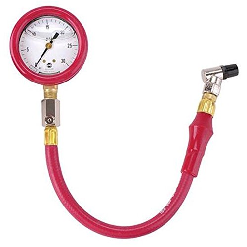 Click Here to See More Images Speedway Motors Safety Racing Red Liquid-Filled Tire Pressure Guage w/ Hose 0-30 PSI