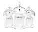 Baby Brezza Two Piece Natural Baby Bottle with Lid - Ergonomic, Wide Neck Design Makes it The Easiest to Clean - Modern Look - Anti-Colic - BPA Free Plastic - White Bottle - 9 Ounce - 3 Bottles