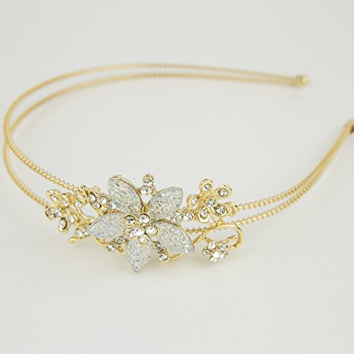 Lux Accessories Stone Floral Burst Wire Flower Headband