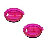KOBWA Set of 2 - Spill Resistant and Splash Proof Lids with Slider Closure for 30 oz Tumblers - Fits YETI Rambler (Pink)