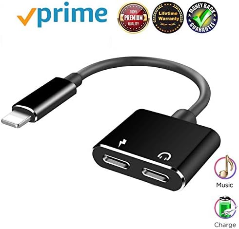 Headphone Jack Adapter for iPhone Xs/Xs Max/XR/8/8 Plus/X/7/7 Plus Adapter 2 in 1 Earphone Audio & Charger & Call & sync Cable for iPhone Dongle Connector Splitter Adapter Support All iOS System