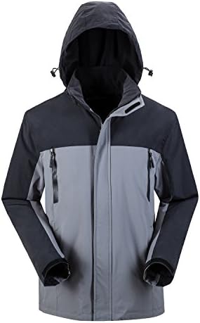 Men's Waterproof Winter Jacket Fleece Hoodies Rain Coats - Camping Hiking Skiing Snowboarding Mountaineer Travel (Grey, 2XL)