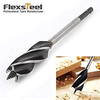 Generic 20mm : Flexsteel 1/4inch Shank Woodworking Wood Quad Drill Fluted Twist Auger Drill Bit Dia. 16 18 20 22 25mm