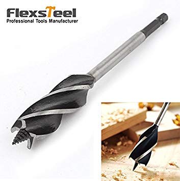 Generic 25mm : Flexsteel 1/4inch Shank Woodworking Wood Quad Drill Fluted Twist Auger Drill Bit Dia. 16 18 20 22 25mm