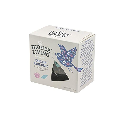 Higher Living, Organic English Earl Grey, Biodegradable Teapees, 20 Counts, Pack of 4