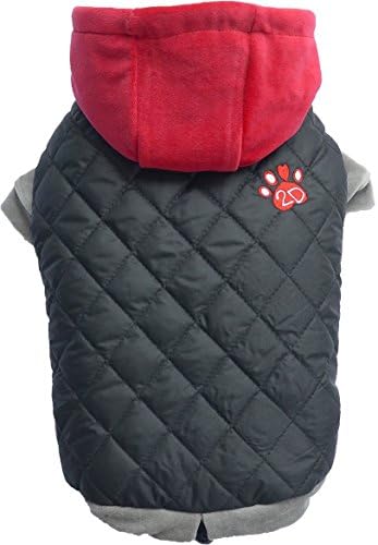 Doggydolly W338 Caviar, high quality, sporty, elegant dog coat/dog jacket with hood, embroidery 2D paw, water resistant, adjustable, XXL