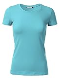 SSOULM Women's Short Sleeve Crewneck Cotton Basic Slim Fit T-Shirt Top (S-3XL)