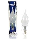 Hyperikon® LED Candle 3-Watt (30-Watt), Flame Tip Chandelier Bulb, Silver Housing, Candelabra Base (E12), 2300K (Amber Glow®), Frosted Cover, 340°-Beam Angle, Dimmable, UL-Listed