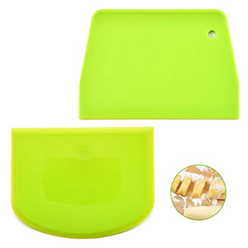 JKJF Dough and Bowl Scrapers, Set of 4 Multi-Purpose Plastics Scraper with Straight and Curved Edges for Food Processor Bowl and Kitchen Bowl Scraping Baking, Bread Dough, Cake Fondant, Icing (Green) - Thumbnail 6