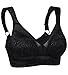 Wingslove Women's Full Coverage Non Padded Comfort Minimizer Wire-Free Bra Plus Size(Black,46DDD)