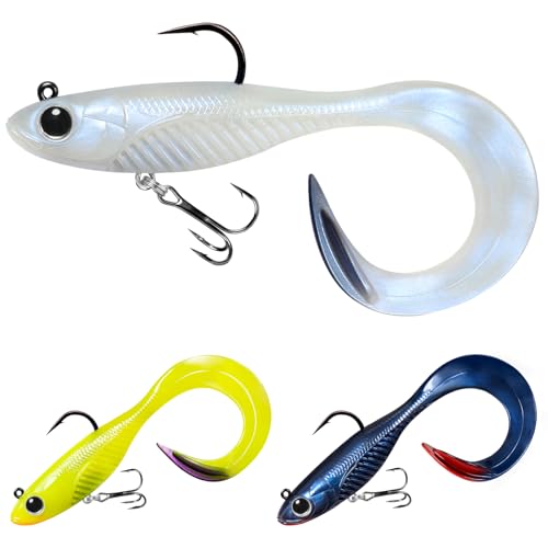 TRUSCEND Multi-Purpose Paddle Tail Swimbaits - Soft Plastic Fishing Bait for Bass, Trout, Crappie, Walleye - Freshwater & Saltwater Lures