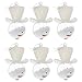 Festive Winter Christmas Holiday Glitter Snowman Ornaments with Top Hat & Mini Beads Snow Inspired Filling, White, Medium, Pack of 6, 4