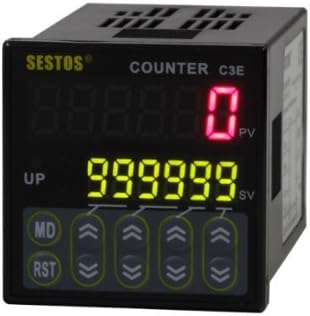 Sestos Industial 6 Digital Preset Scale Counter Tact Switch Delay Relay Controller, AC 100-240V CE C3E-R-220