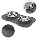 Double Dog Cat Bowls 2 Stainless Steel with No Spill Non-Skid Silicone Mat, Pet Food Water Feeder Bowl for Small Medium Large Dogs, Puppies, and Pets