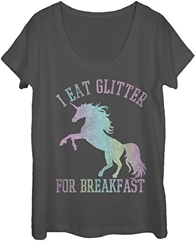 Juniors Scoop Neck Heather Shirt - I Eat Glitter for Breakfast