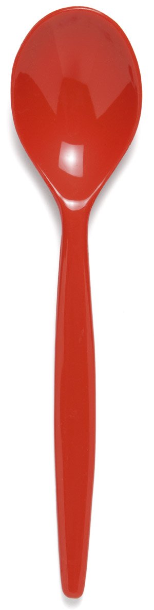 Harfield Red Dessert Spoon (20cm) - Pack of 10 Reusable Virtually Unbreakable Polycarbonate Plastic
