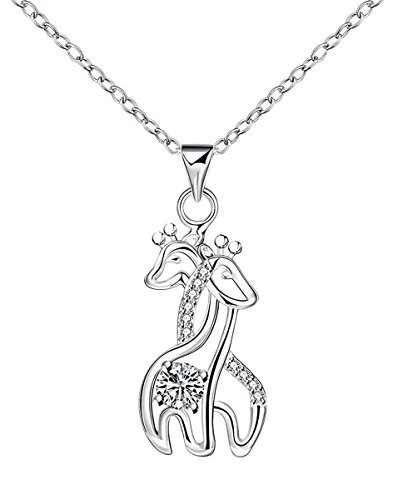 Godyce Giraffe Pendant Necklace Sterling Silver Plated for Women Crystal Jewelry Gift