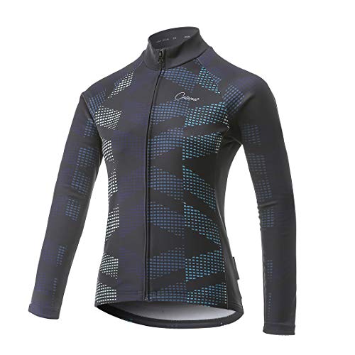 CATENA Women's Cycling Jersey Thermal Shirt Top Autumn and Winter Long Sleeve Bicycle Jacket Blue - Thumbnail 6
