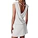 LAPAYA Women's Swim Beach Dress Deep V Neck Open-back Beach Cover Up Beach Skirt, White, 2-6