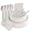 Aitsite-250Pcs-9-Paper-Plates-Party-Tableware-Eco-Friendly-Dinnerware-Set-Includes-50-Plates-Forks-Knives-and-Spoons-Combo-for-Party-Camping-Picnic Aitsite 250Pcs Plates and Cutlery Set, Biodegradable Tableware Set for 50 Guests Includes 9''+7'' Paper Plates, Forks…