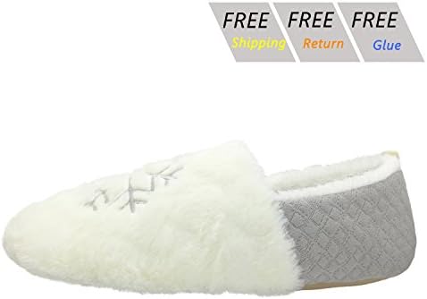 bestfur Women Winter Warm Rabbit Hair Plush Home Slippers Snowflake Indoor Shoes Grey Snowflake 6.5-7.5 US
