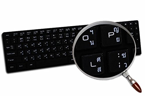 THAI APPLE KEYBOARD LABELS LAYOUT WITH BLUE, ORANGE, RED OR WHITE LETTERING ON TRANSPARENT BACKGROUND FOR DESKTOP, LAPTOP AND NOTEBOOK (White)