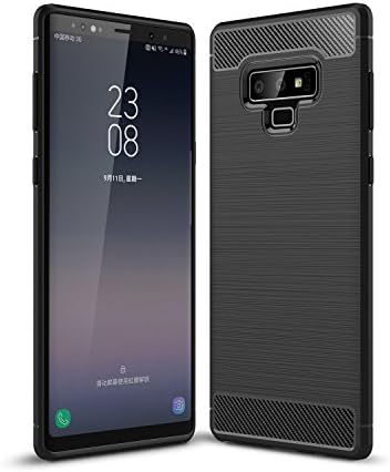 RareBella Ultra Slim Armour Bumper Anti Shock Soft Silicone TPU Protective Carbon Fiber Thin Frame Case Cover for Samsung Note 9 (Black)