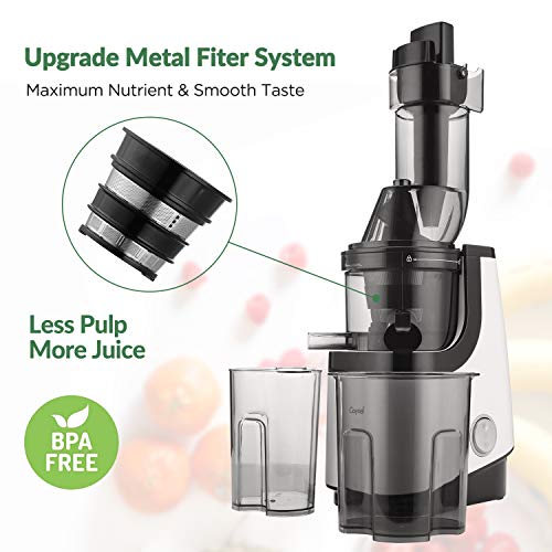 Caynel Whole Slow Juicer, Masticating Cold Press Juicer Machine Easy to
